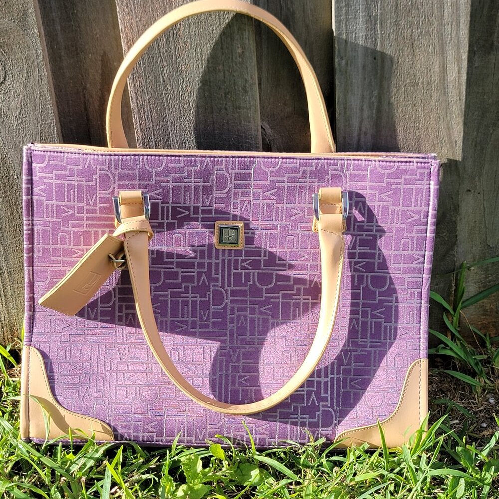 Purple ç Monogram Laptop Shoulder Tote